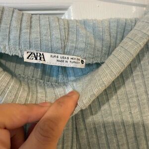 Zara Light Gray Ribbed wide leg pants